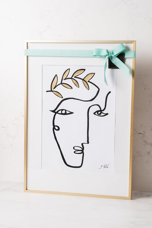 Stranger with a Wreath Limited Edition Print with Gold Detail in Frame