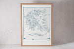 Map of Greece Screen Printed Poster in Frame