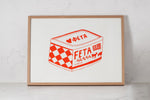 Feta Cheese Screen Printed Poster in Frame